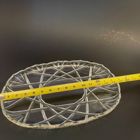 Mikasa Hampshire Gold Oval Crystal Platter 15" Gold-Rimmed Serving Platter - Picture 6 of 6